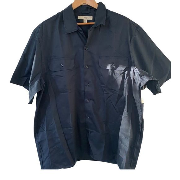 Amazon essentials navy collared button front shirt - Picture 1 of 3